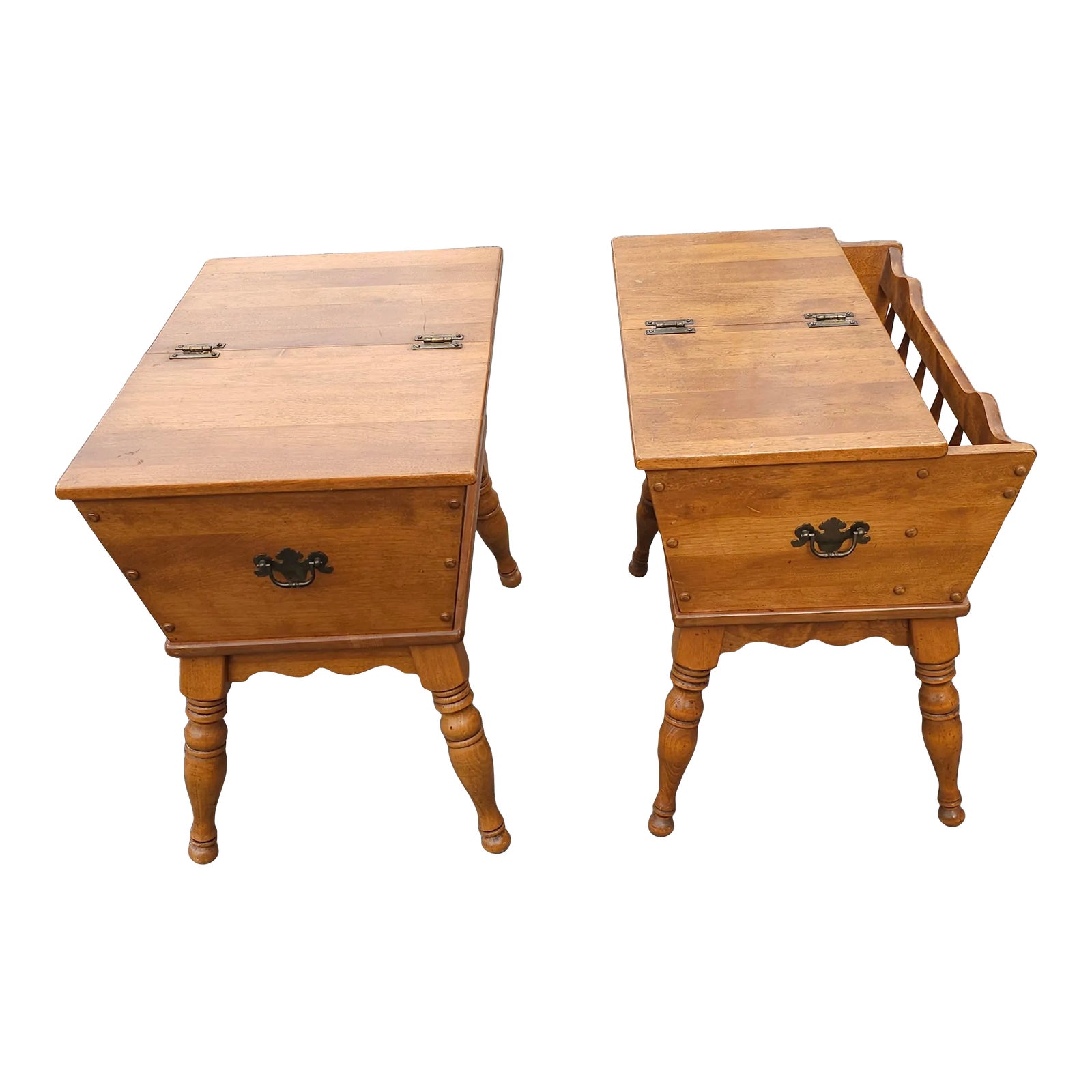 Pair of Ethan Allen Heirloom Nutmeg Maple Flip Top Side