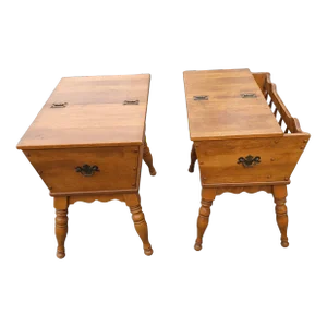 Pair of Ethan Allen Heirloom Nutmeg Maple Flip Top Side Tables