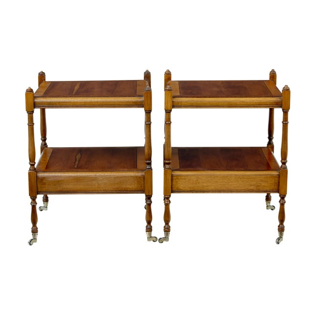 Mid-Century Modern Mid-Century Yew Wood Side Tables, 1970, Set of 2 For Sale - Image 3 of 8