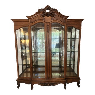 1960's Italian Carved Wood Display Cabinet For Sale