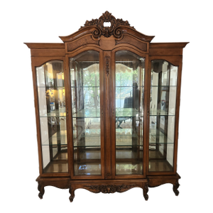 1960's Italian Carved Wood Display Cabinet