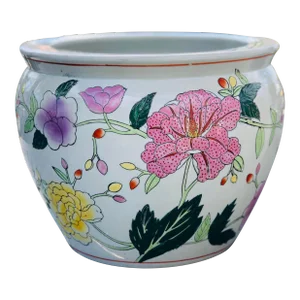 Large Chinese Export Porcelain Fish Bowl Planter