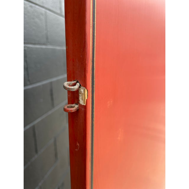 Antique Chinese Four-Panel Lacquer Screen – Hand-Painted Garden Scene With Female Figures For Sale - Image 9 of 12