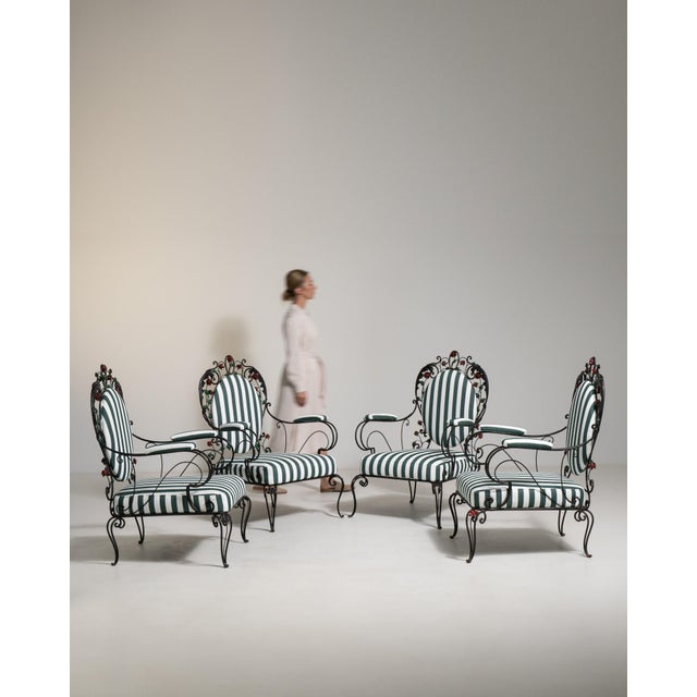 1950s Black Iron Set of 4 Outdoor Chairs For Sale - Image 12 of 17