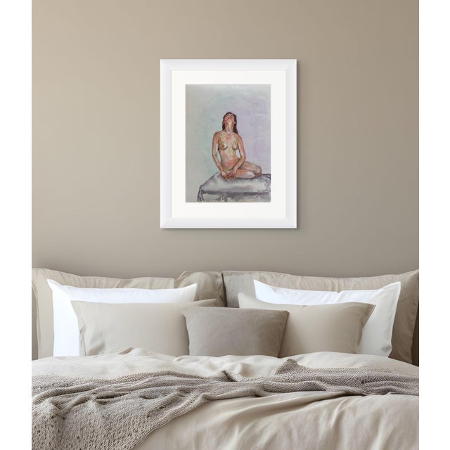 "Embracing the Light" Original Impressionist Nude Figure Watercolor on Paper Painting Art by Anna Novick, Framed For Sale - Image 9 of 9