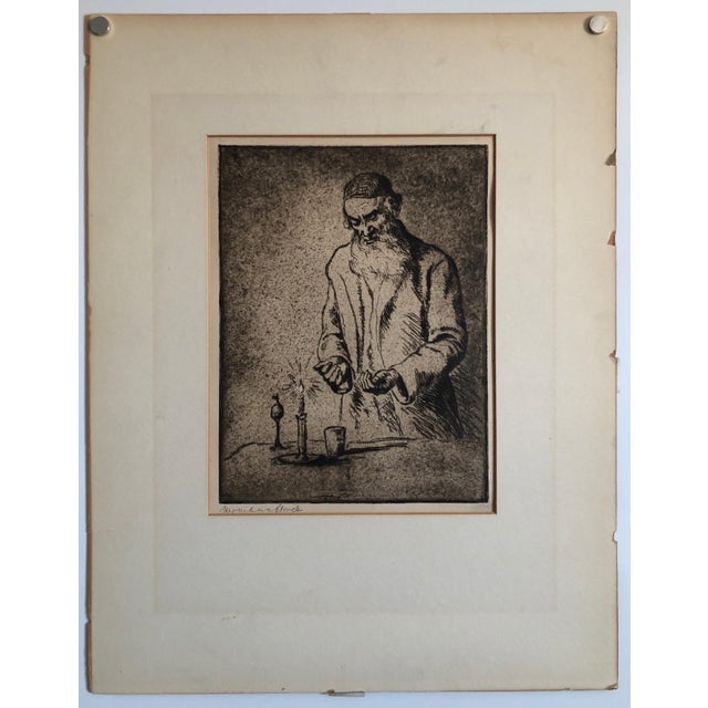 Printmaking Materials Hermann Struck, German Israeli Judaica Havdalah Scene Jewish Shabbat Closing Ceremony, 1926 For Sale - Image 7 of 7