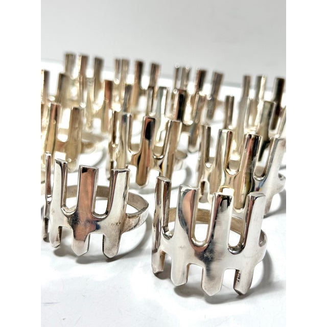 1980s 1980s Silver Plated Brutalist Napkin Rings - A Set of 16 For Sale - Image 5 of 7