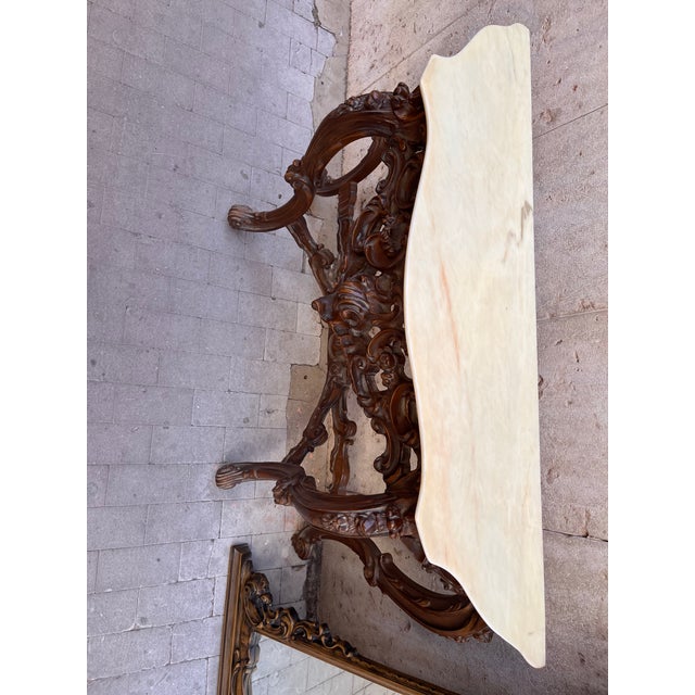 Baroque Console and Mirror in Wood, 1900s, Set of 2 For Sale - Image 11 of 14
