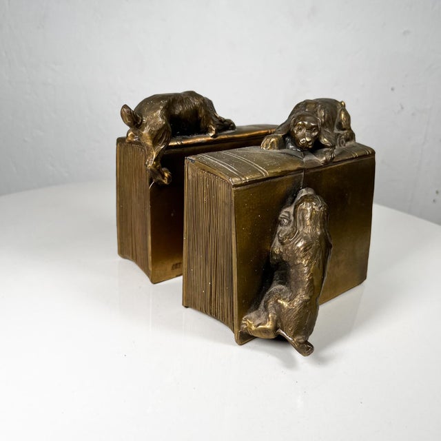 1930s Bronze Brass Cocker Spaniel Dog Bookends Florida Usa For Sale In San Diego - Image 6 of 12