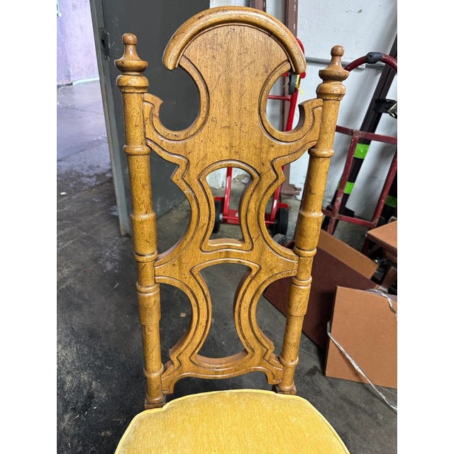 Drexel Jim Peed 1960s Spanish Style Pecan Wood Dining Chairs Set of 4