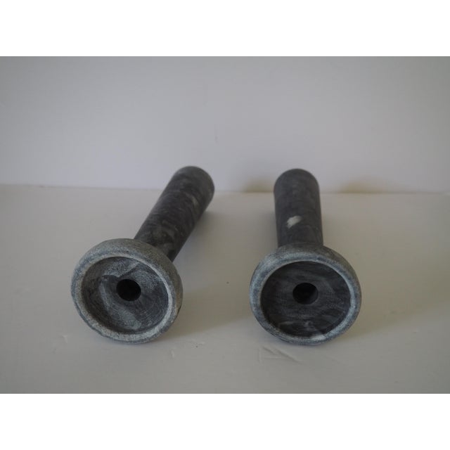 Noir Noir Large Aleka Grey Marble Candleholders - Set of 2 For Sale - Image 4 of 4