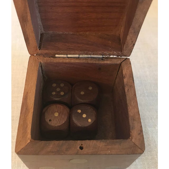 Vintage Wood and Brass Dice Box With Dice Chairish