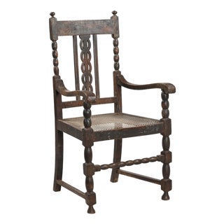 Vintage Anglo-Indian Teakwood Armchair For Sale