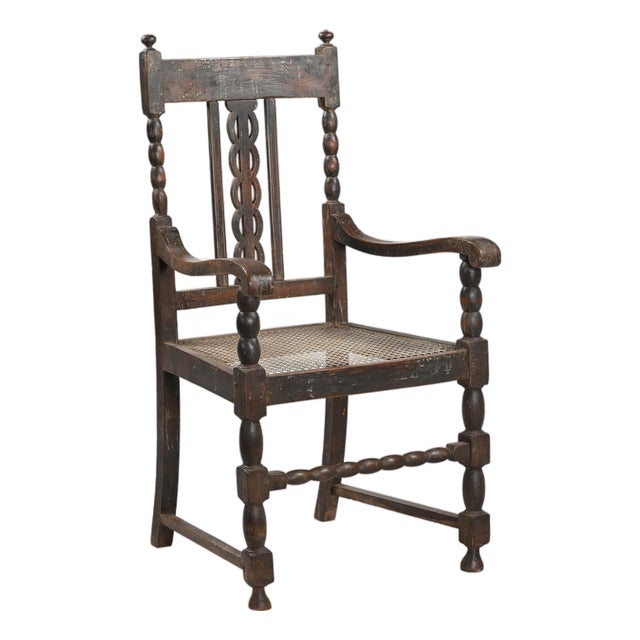 Vintage Anglo-Indian Teakwood Armchair For Sale