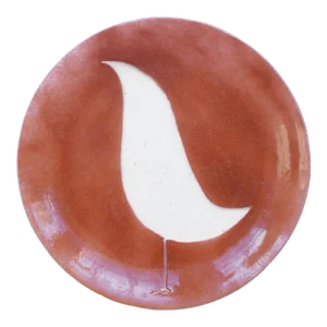 Mid Century Modern H Walton Orange Art Glass Bird Plate