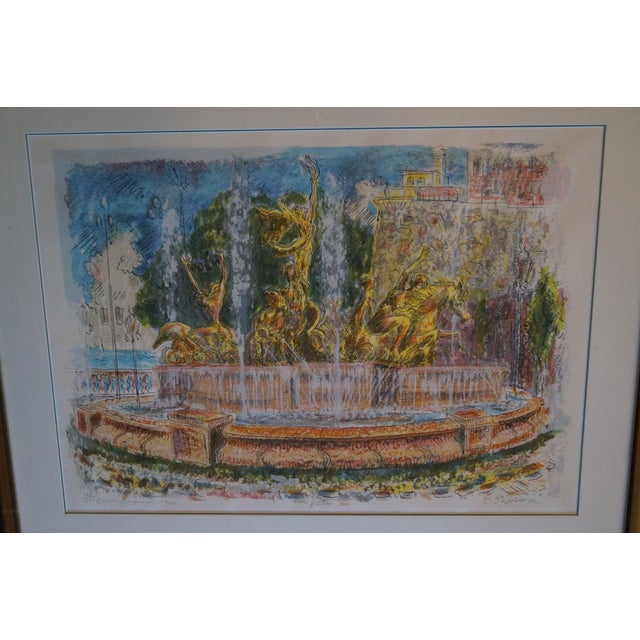 1990s Carmelo Sobrino Signed Numbered Versailles Fountain Serigraph For Sale - Image 4 of 9