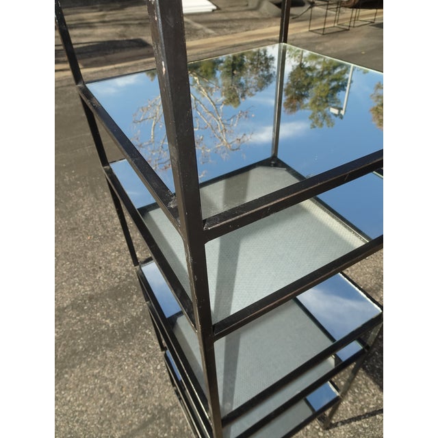 Black Etagere W Eight Mirrored Metal Shelves ~ Narrow Book Shelf Book Case #1 For Sale - Image 17 of 17
