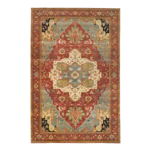 2010s Terracotta Red, Densely Woven 100% Wool, Hand Knotted Antiqued Fine Heriz Re-Creation, Natural Dyes, Oversized Oriental Rug