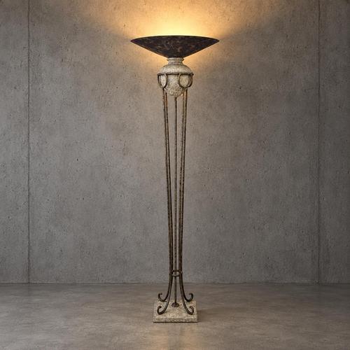 Neo classic forged floorlamp / metal shade/ stone base / 1970s Height 185Width 55Depth 55 cm Stone base 30 x 30 cm Up to...