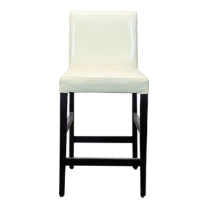 Crate & Barrel Leather Bar Stool With Wood Legs