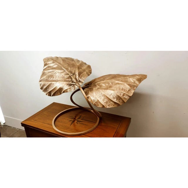 Brass Lamp with Two Leaves by Tommaso Barbi For Sale - Image 17 of 18
