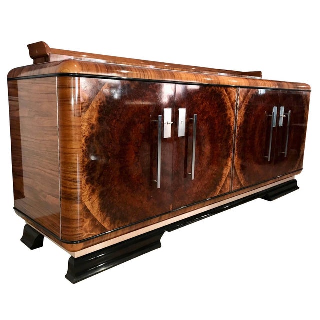 German Art Deco / Bauhaus Sideboard from circa 1920-30. This large Sideboard or Buffet has four doors with a gorgeous...
