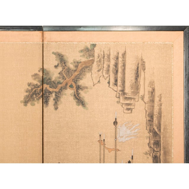 1970s 1970s Showa Era Japanese Byobu Screen "Chinese Nobleman in a Boat" For Sale - Image 5 of 18