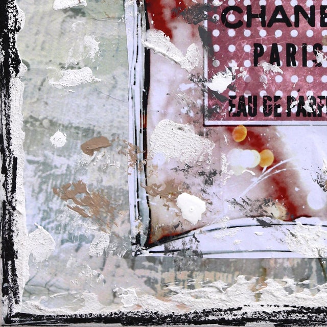 Eau De Chanel - Abstract Floral Perfume Textural Distressed Collage Original Artwork by Marion Duschletta For Sale - Image 4 of 9