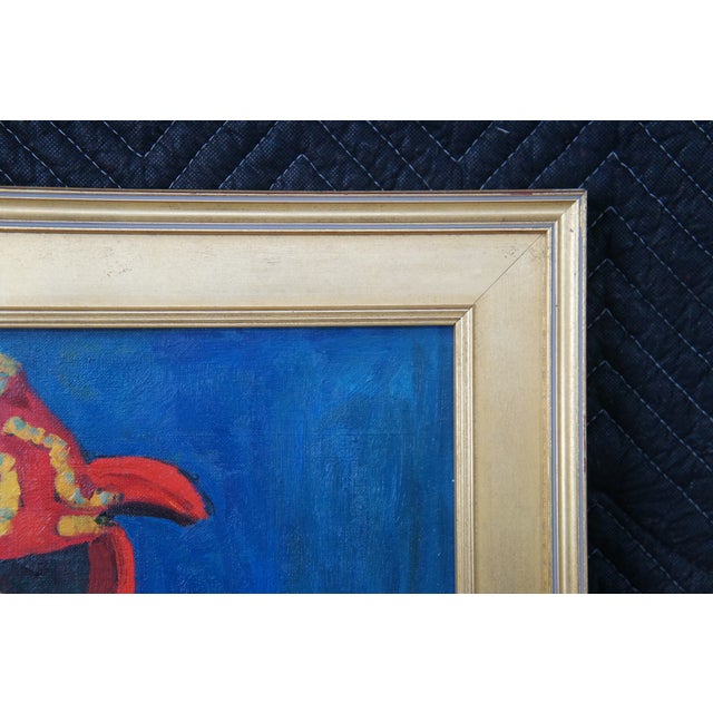 Late 20th Century The Red Madras Headdress Portrait Oil Painting After Henri Matisse Framed For Sale - Image 9 of 11