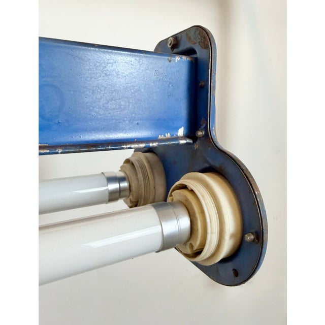 1970s Industrial Blue Hanging Tube Light, 1970s For Sale - Image 5 of 18