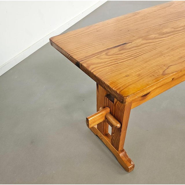 Scandinavian Modern Pinewood Benches and Dining Table, 1970s, Set of 3 For Sale - Image 11 of 18