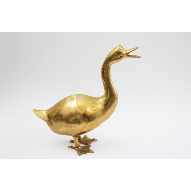 Hollywood Regency Large Brass Duck Decorative / Sculpture Height 30cm, Width 13.5cm, Depth 31cm Total length from tail tip...
