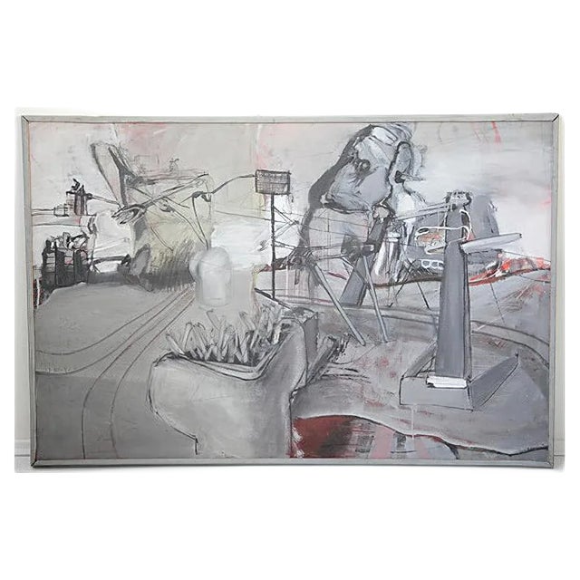 Abstract Painting of Prague, Zizkov by Vejrazka Vit, 1983 For Sale