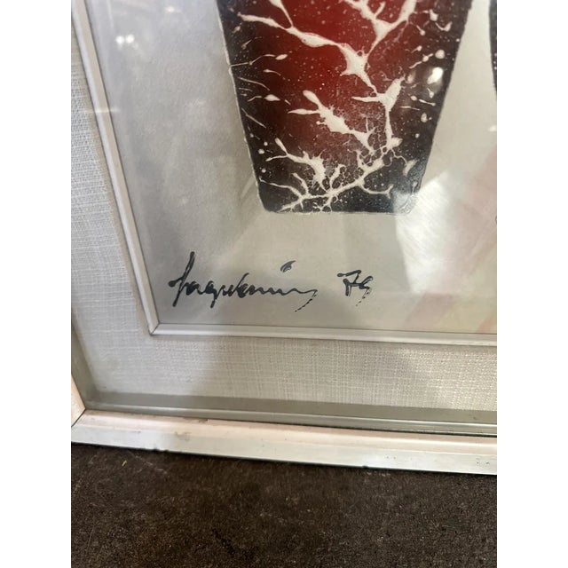 Acrylic on paper by Sage Vernis pseudonym of painter Gino Falzon (1916) painted in 79 and depicting a still life, wood...