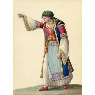 Michela De Vito, Costume of Villabadessa, Albanian Colony, Province of Teramo in the Kingdom of Naples, 1800s, Watercolour For Sale