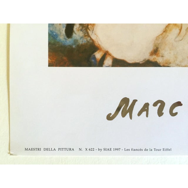 Antique White Marc Chagall Vintage 1997 Expressionist Lithograph Print " La Fiances De La Tour Eiffel " 1938 For Sale - Image 8 of 12