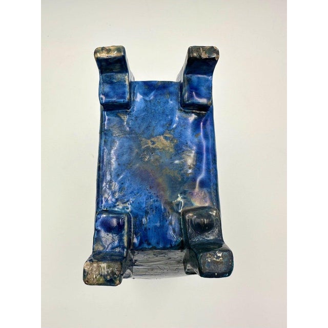 Ceramic Japanese Art Nouveau Painted Lapis Lazuli Centrepiece or Cache-Pot, 1890s For Sale - Image 7 of 11