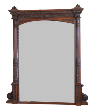 Large Oak Overmantle Mirror, 1880s