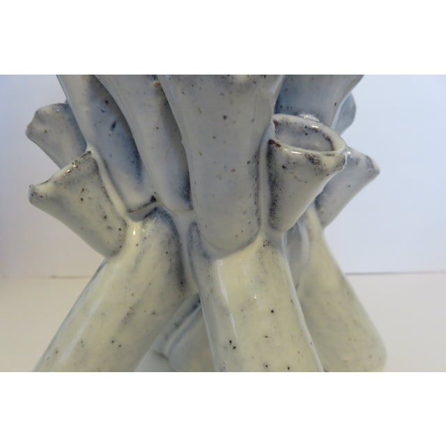 Off-white Stoneware Handmade Sculpture Vase Studio Art Flower Tube Vase 25 Florets 10" T For Sale - Image 8 of 10