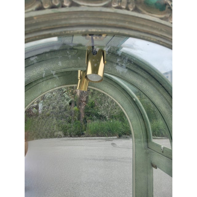 Rare Massive Vintage Serge Roche Carved Arched Glass 5 Shelf Palm Beach Regency Etagere China Cabinet For Sale - Image 11 of 14