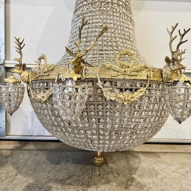 Metal French Style X-Large Dear Stag Chandeliers - a Pair For Sale - Image 7 of 10