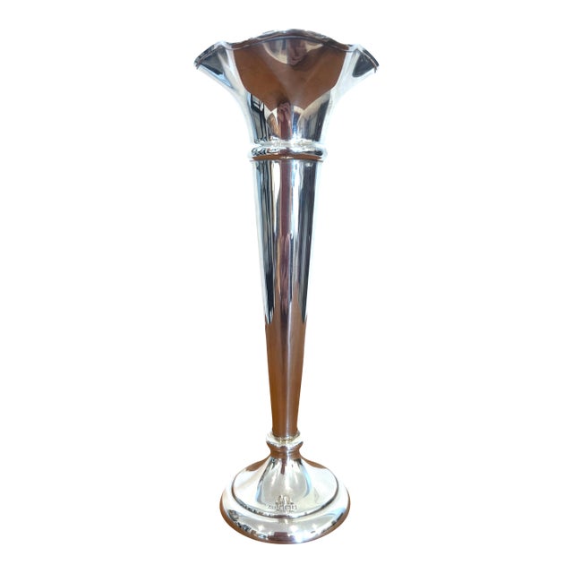 Antique Walker & Hall Sterling Silver Trumpet Vase English C1924 (Mappin & Webb) For Sale