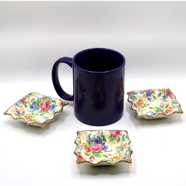 1930s James Kent Fenton "Rosalynde" Floral Chintz Nut Dishes - Set of 3 For Sale - Image 12 of 12