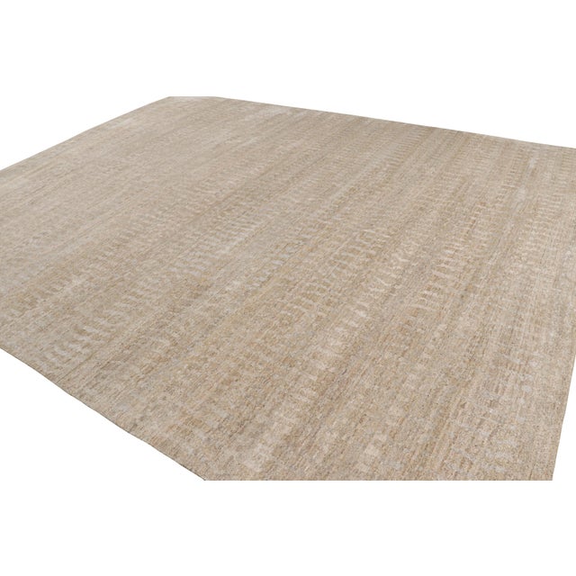 Rug & Kilim Rug & Kilim’s Oversized Contemporary Textural Rug in Beige-Brown and Gray Tones For Sale - Image 4 of 7