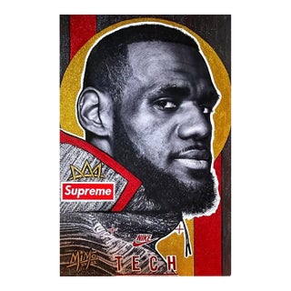 LeBron James - "King James" on Stadium-Hung Nike Banner, Original Art by Mike Mozart (MiMo) For Sale