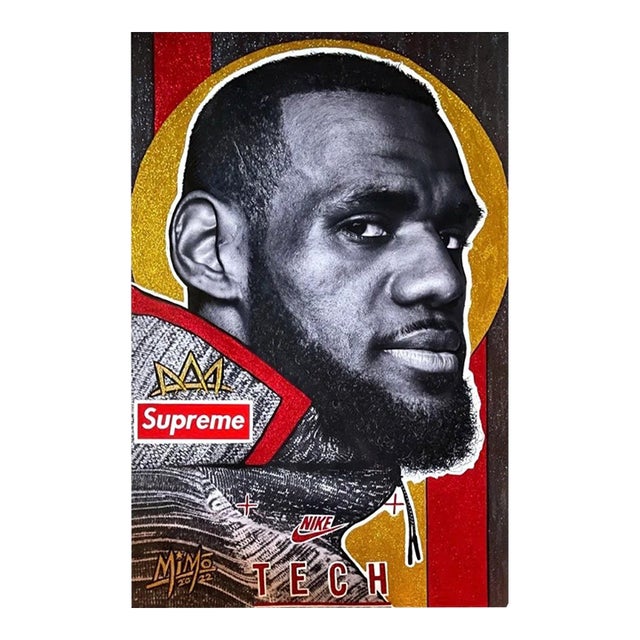 LeBron James - "King James" on Stadium-Hung Nike Banner, Original Art by Mike Mozart (MiMo) For Sale
