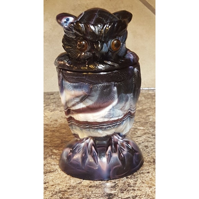 Vintage Imperial Purple Slag Glass Owl Jar Chairish