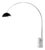 Iconic 95" Arc Floor Lamp, Mid-Century Modern, Satin Nickel, White Marble Base, Matte Black/Silver Shade For Sale