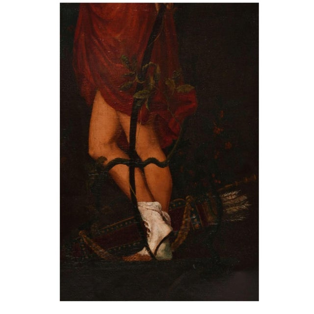 Victorian Antique 19c. Original Oil Painting French School Huntress, Signed, Gild Frame For Sale - Image 3 of 8