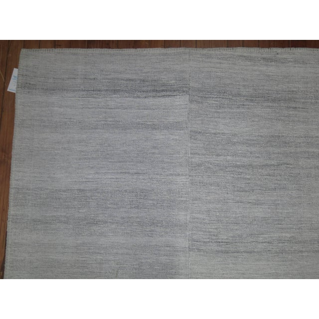 A one of a kind Room size Modern Turkish Kilim in clear white and grays 8'2'' x 12'4''